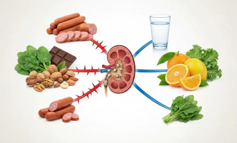 العلاقة بين حصوات الكلى والأطعمة وتأثير النظام الغذائي على تكوين الحصوات