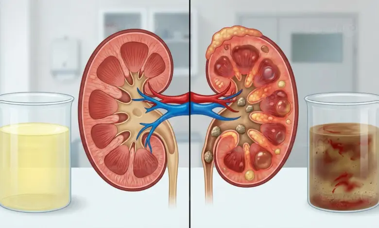الكلى والبول: ما هو طبيعي وما هو مرضي؟ وأهم الفروقات بين الحالة الطبيعية والمرضية