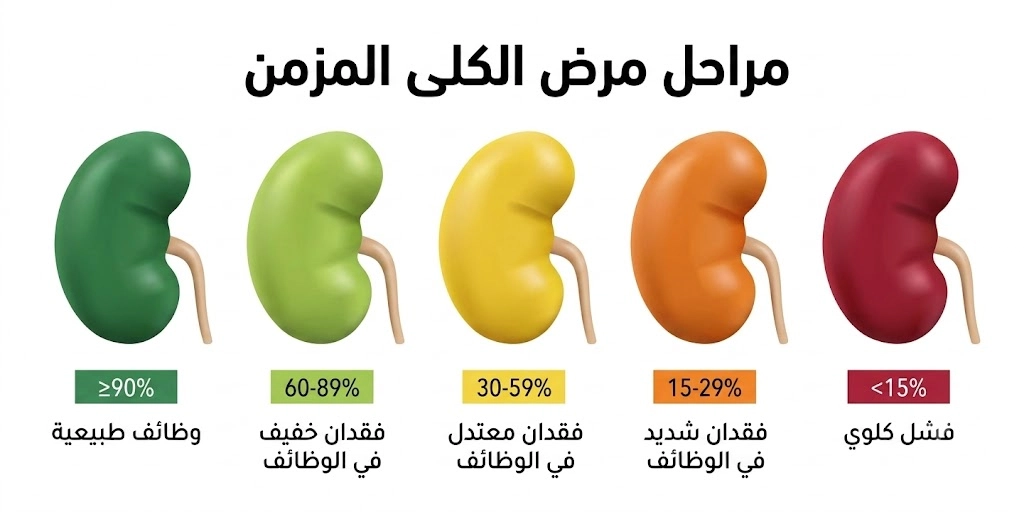مراحل مرض الكلى المزمن وأهم تصنيفات تطور ضعف وظائف الكلى